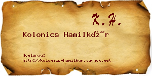 Kolonics Hamilkár névjegykártya